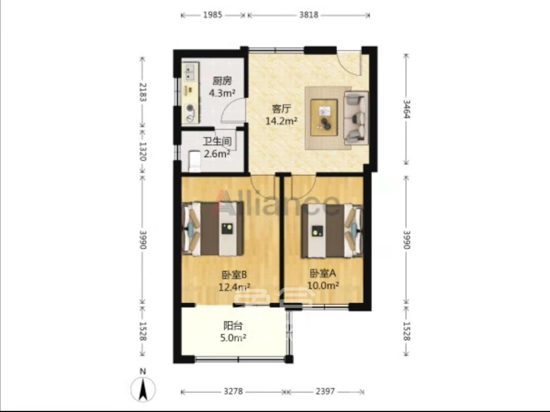 砂子塘社区  2室1厅1卫    1400.0元/月 砂子塘社区  2室1厅1卫    1400.0元/月室内图