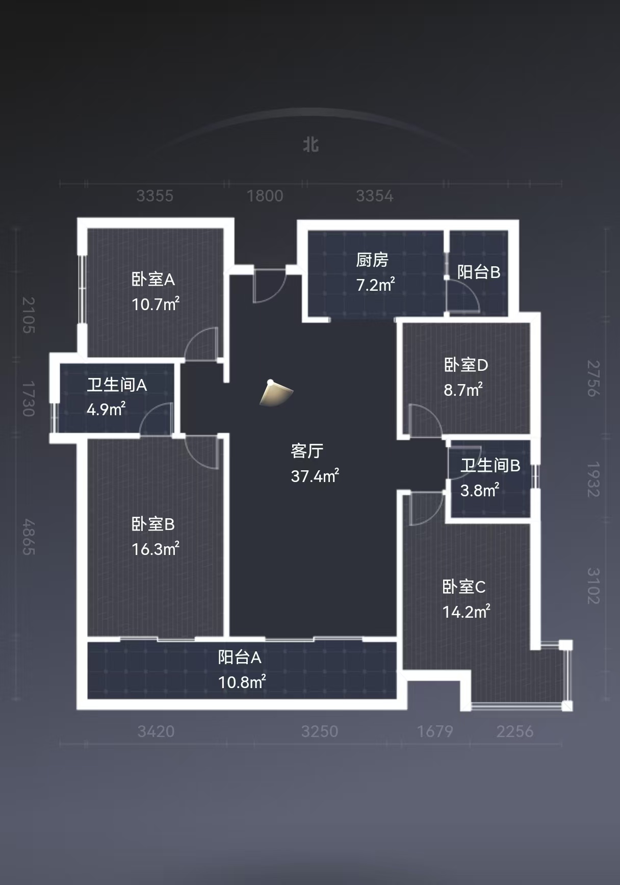 中建江湾壹号  4室2厅2卫   98.00万室内图1