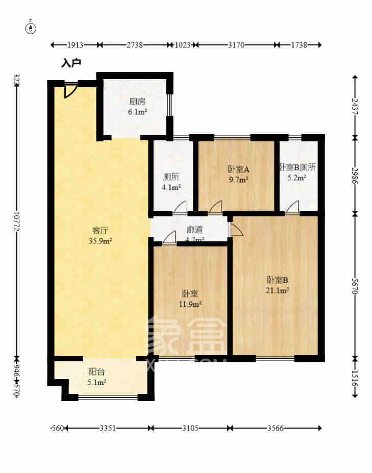 中海阅麓山一期  3室2厅2卫   3200.00元/月室内图1
