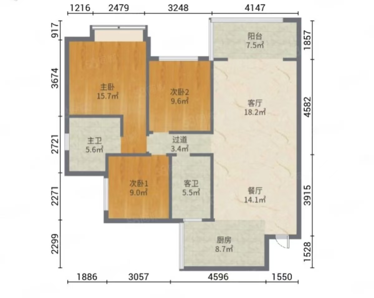 紫金华府 3室2厅2卫 56.8万 紫金华府 3室2厅2卫 56.8万室内图