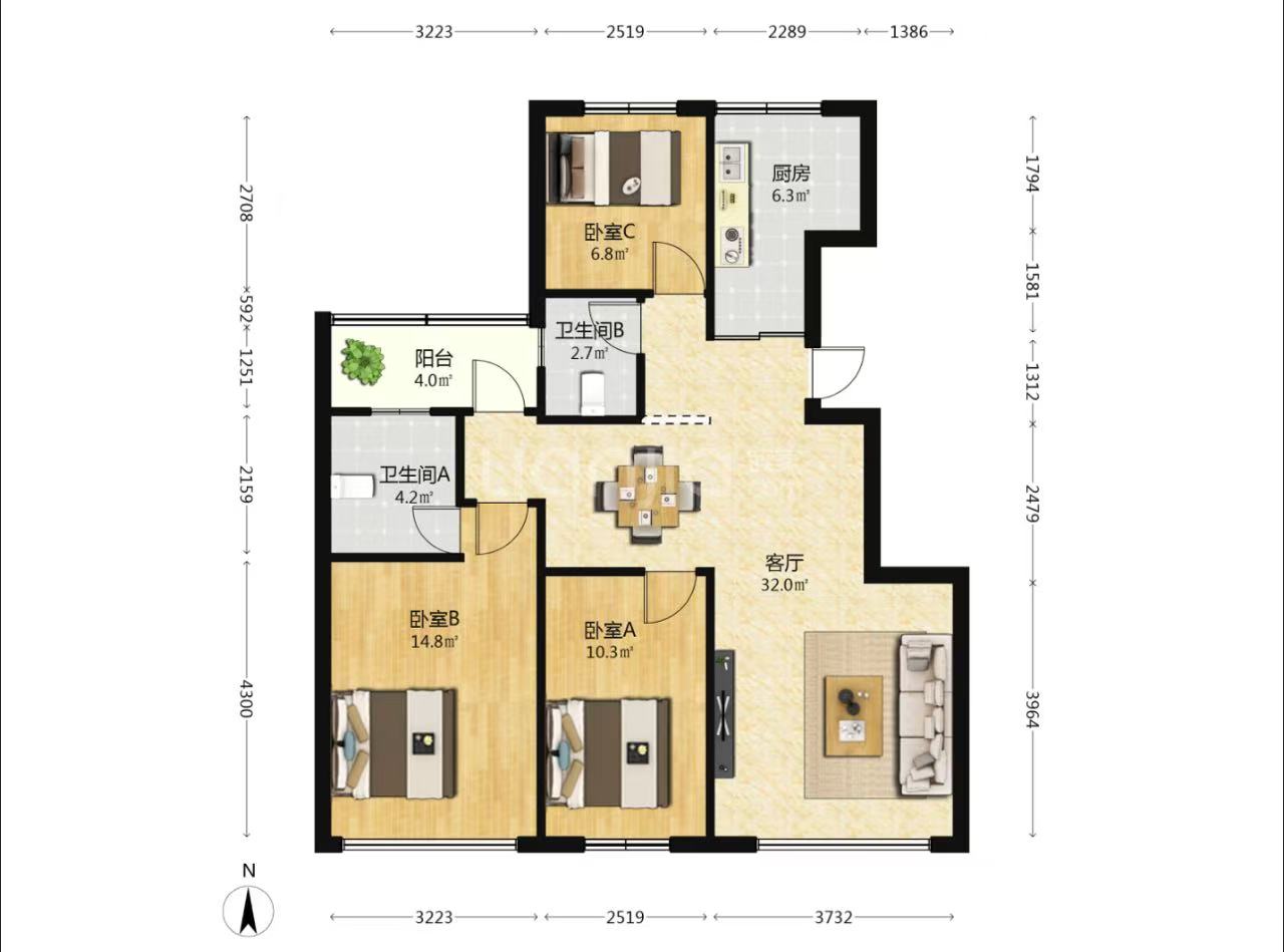 金银小区 3室2厅2卫 110.0万 金银小区 3室2厅2卫 110.0万室内图