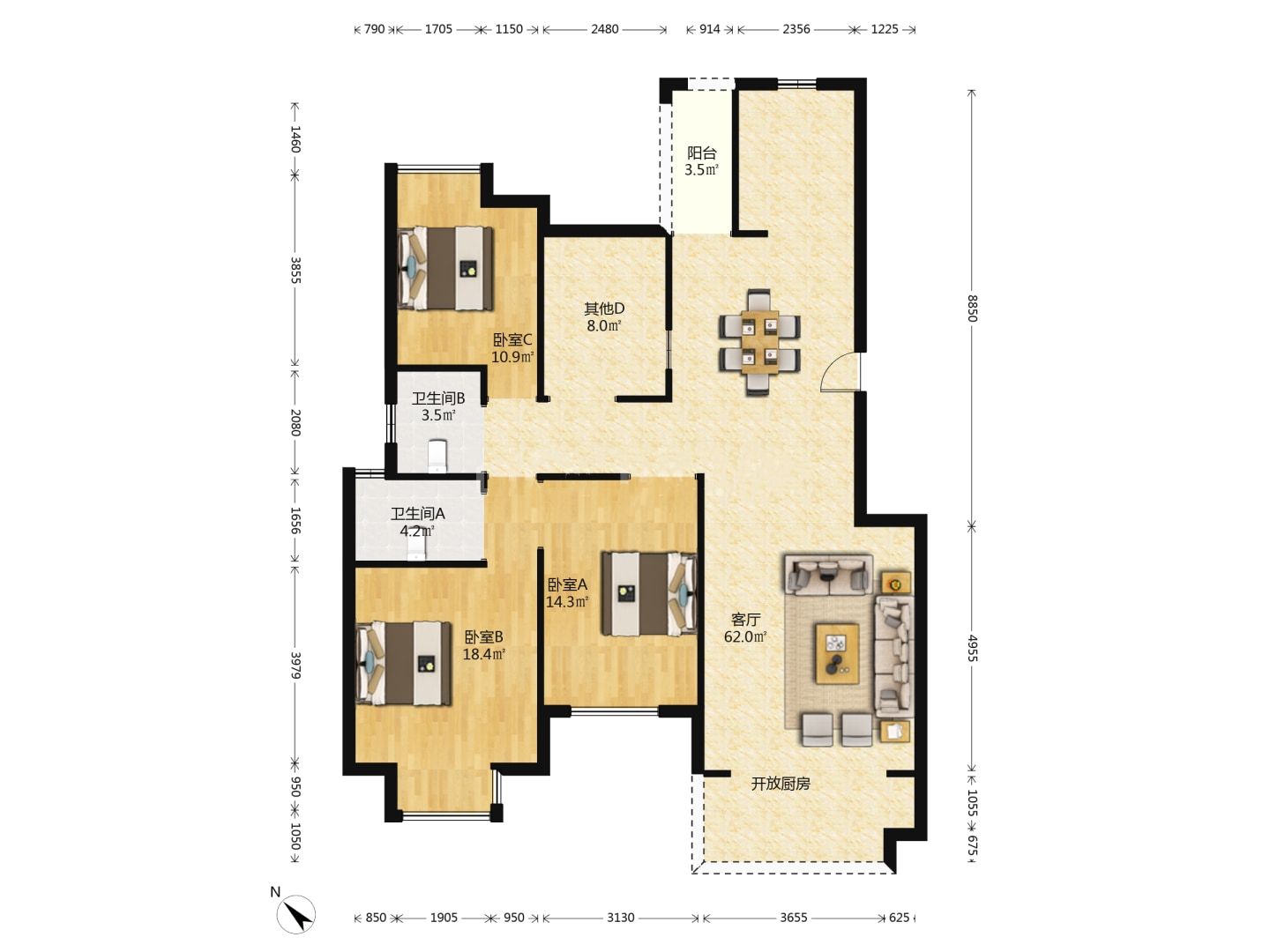 磐龙生态社区 3室2厅2卫 42.0万 磐龙生态社区 3室2厅2卫 42.0万室内图