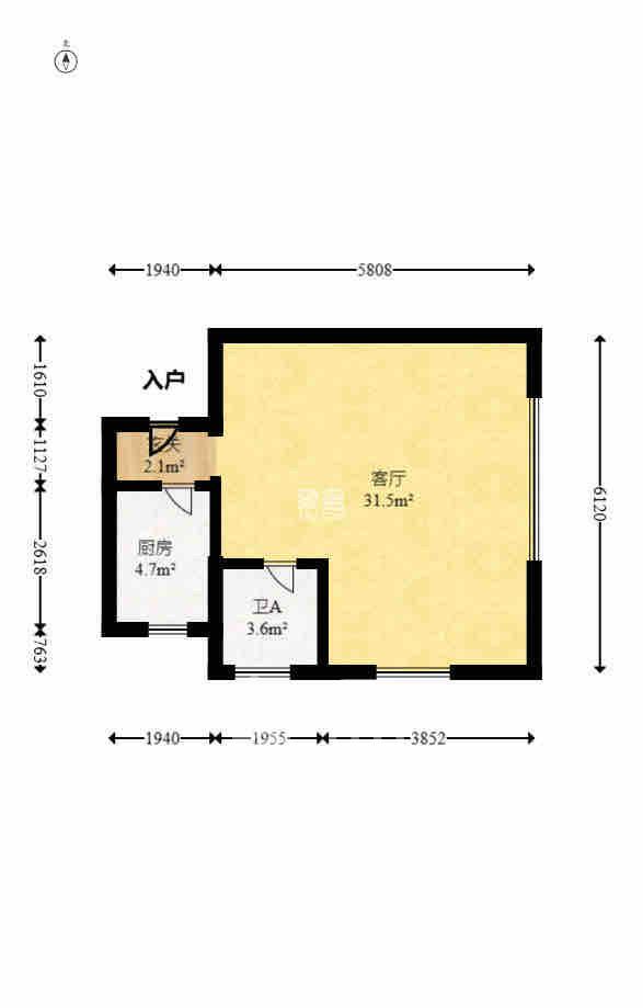 卓越中寰  2室1厅1卫   3200.00元/月室内图