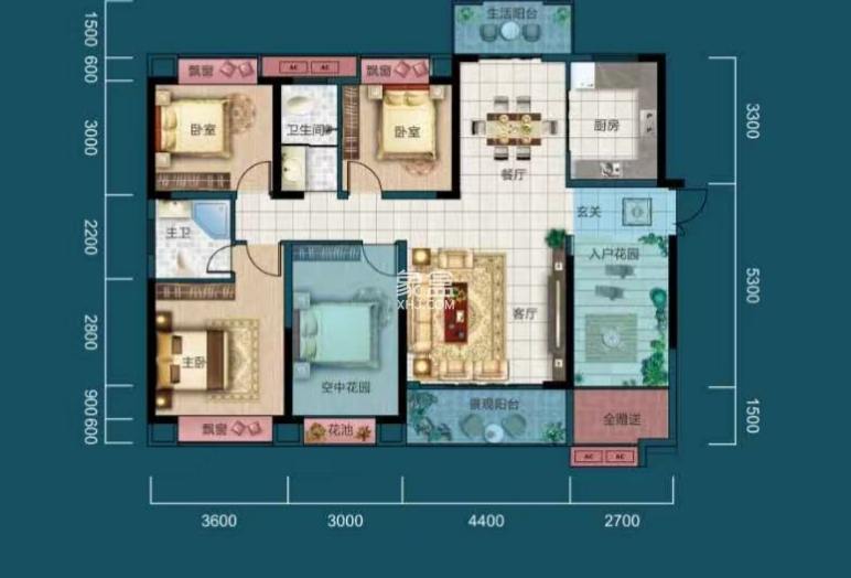 大汉龙城 4室2厅2卫 87.0万 大汉龙城 4室2厅2卫 87.0万户型图