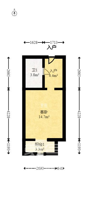 明昇壹城(明昇时代广场)二期 1室1厅1卫 1500.0元/月 明昇壹城(明昇时代广场)二期 1室1厅1卫 1500.0元/月室内图