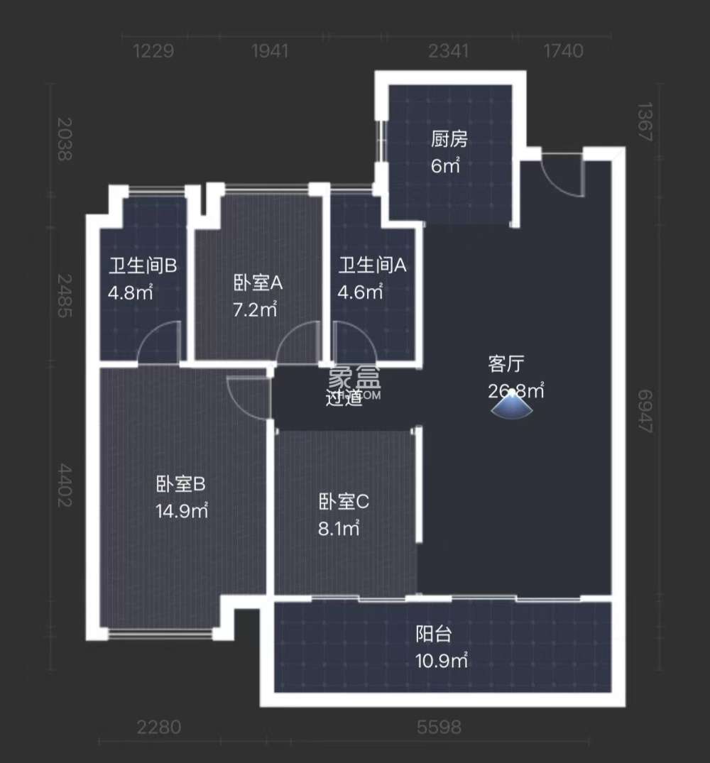 建发央著  3室2厅2卫   67.80万室内图1