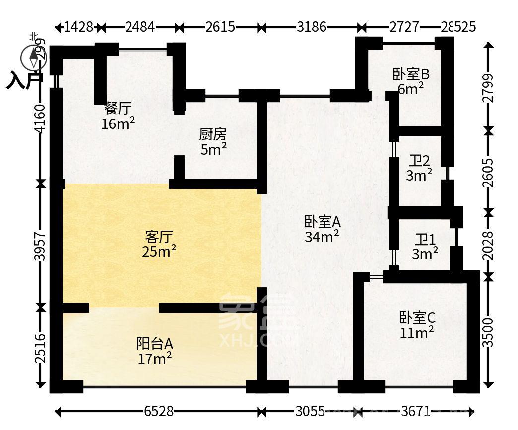 建发玖洲观澜  4室2厅2卫   168.00万客厅