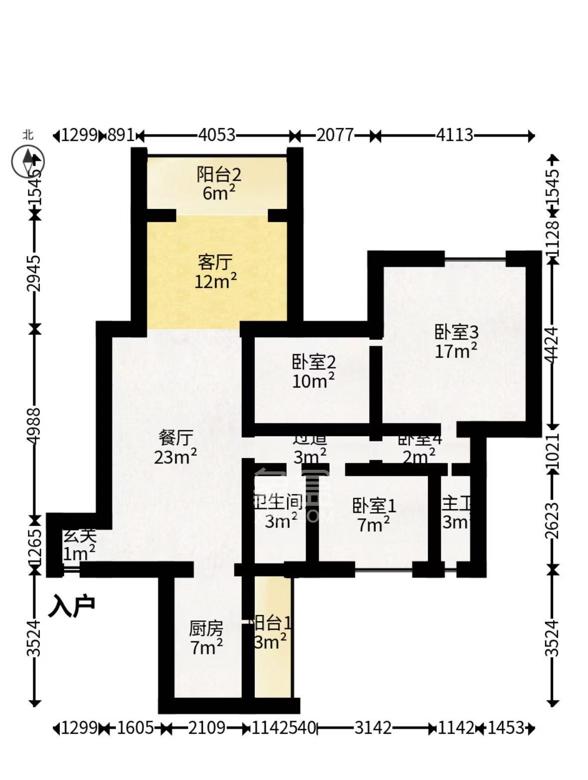 恒大名都  3室2厅1卫    1800.0元/月室内图1