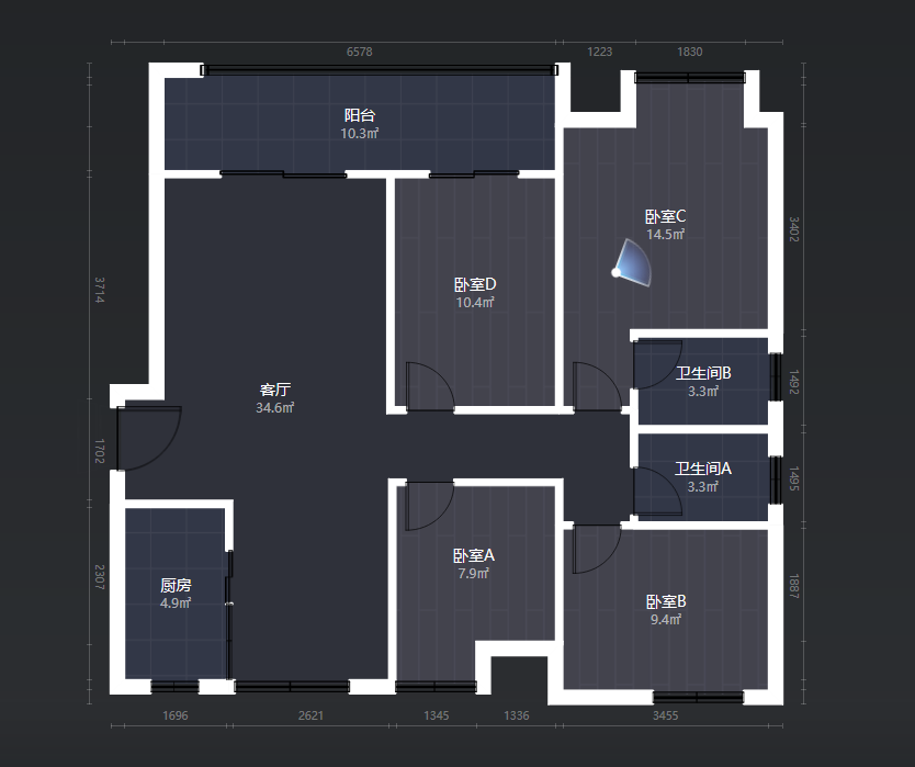 中海光谷锦城  4室1厅2卫   143.00万室内图1