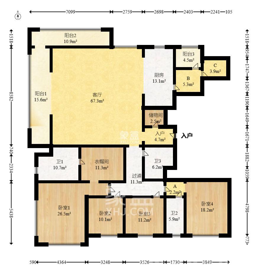 万科紫台  4室2厅3卫   11000.00元/月室内图