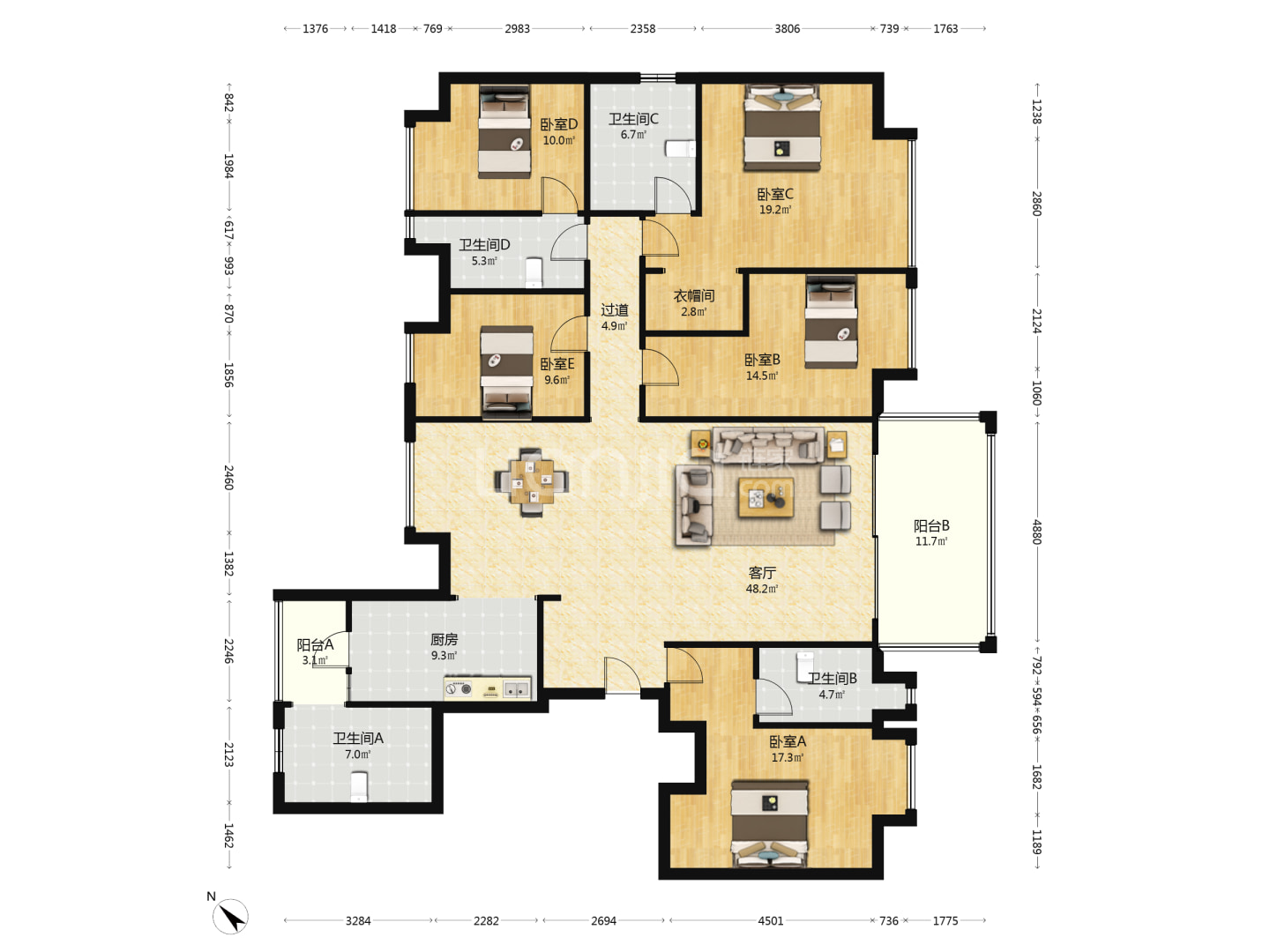 碧桂园江山一品 5室4厅3卫 102.0万 碧桂园江山一品 5室4厅3卫 102.0万室内图