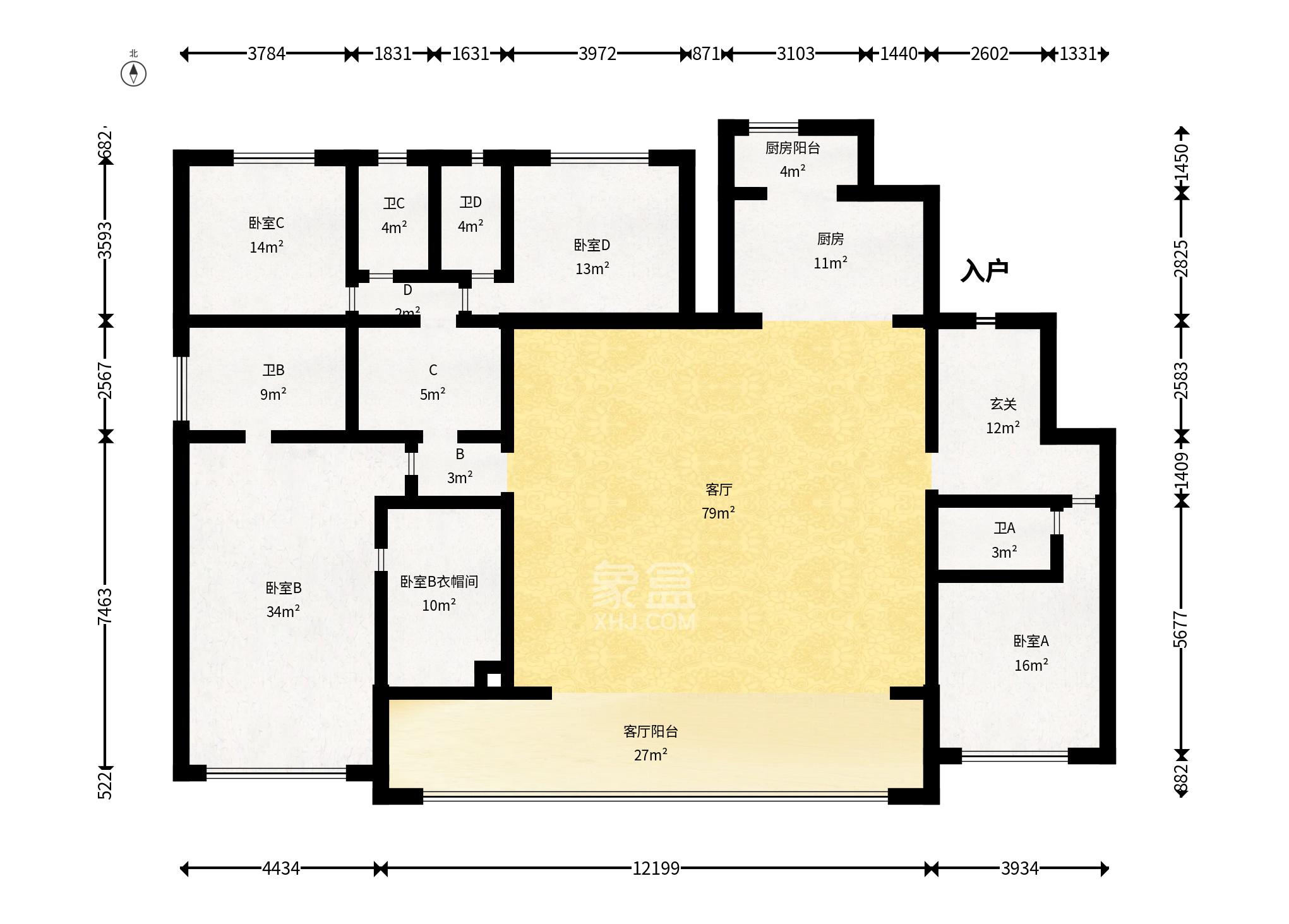 旭辉铂悦湘江  4室2厅3卫    17000.0元/月 旭辉铂悦湘江  4室2厅3卫    17000.0元/月户型图