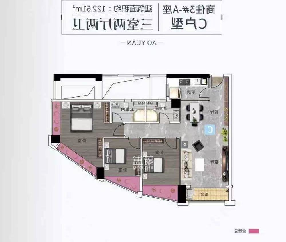 奥园广场  3室2厅2卫    73.0万 奥园广场  3室2厅2卫    73.0万室内图
