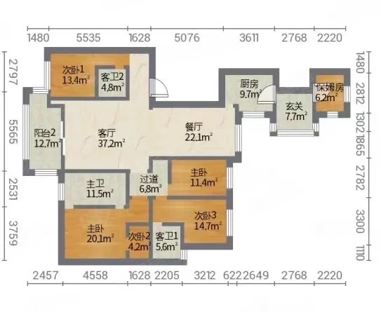 海航豪庭北苑  4室2厅3卫   410.00万户型图