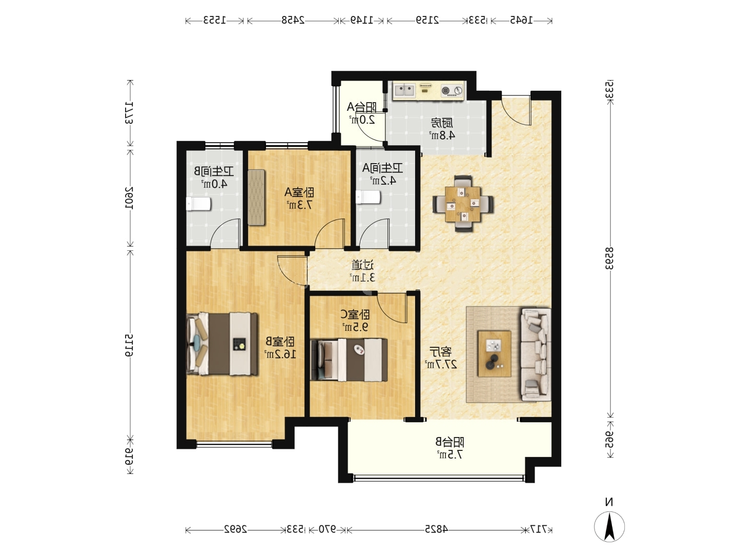 美的雪峰山 3室2厅2卫 53.8万 美的雪峰山 3室2厅2卫 53.8万室内图