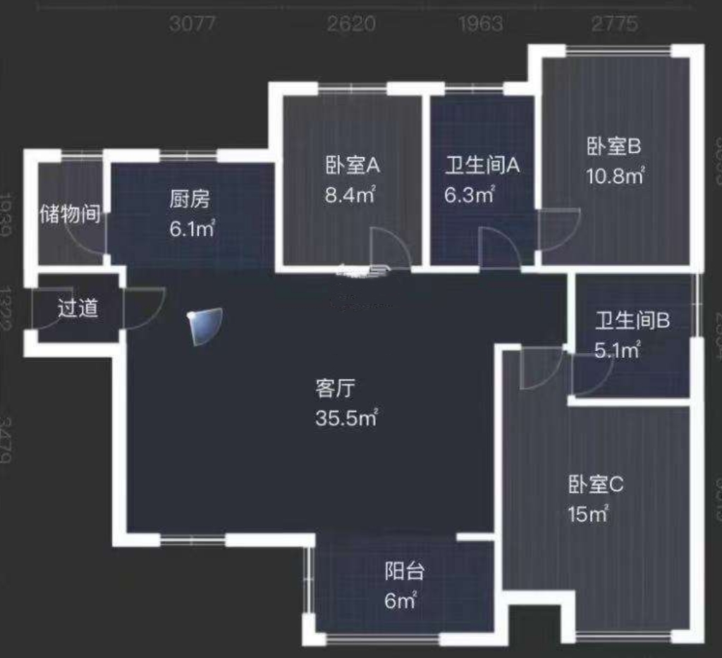 中泰财富湘江 3室2厅2卫 78.0万 中泰财富湘江 3室2厅2卫 78.0万室内图
