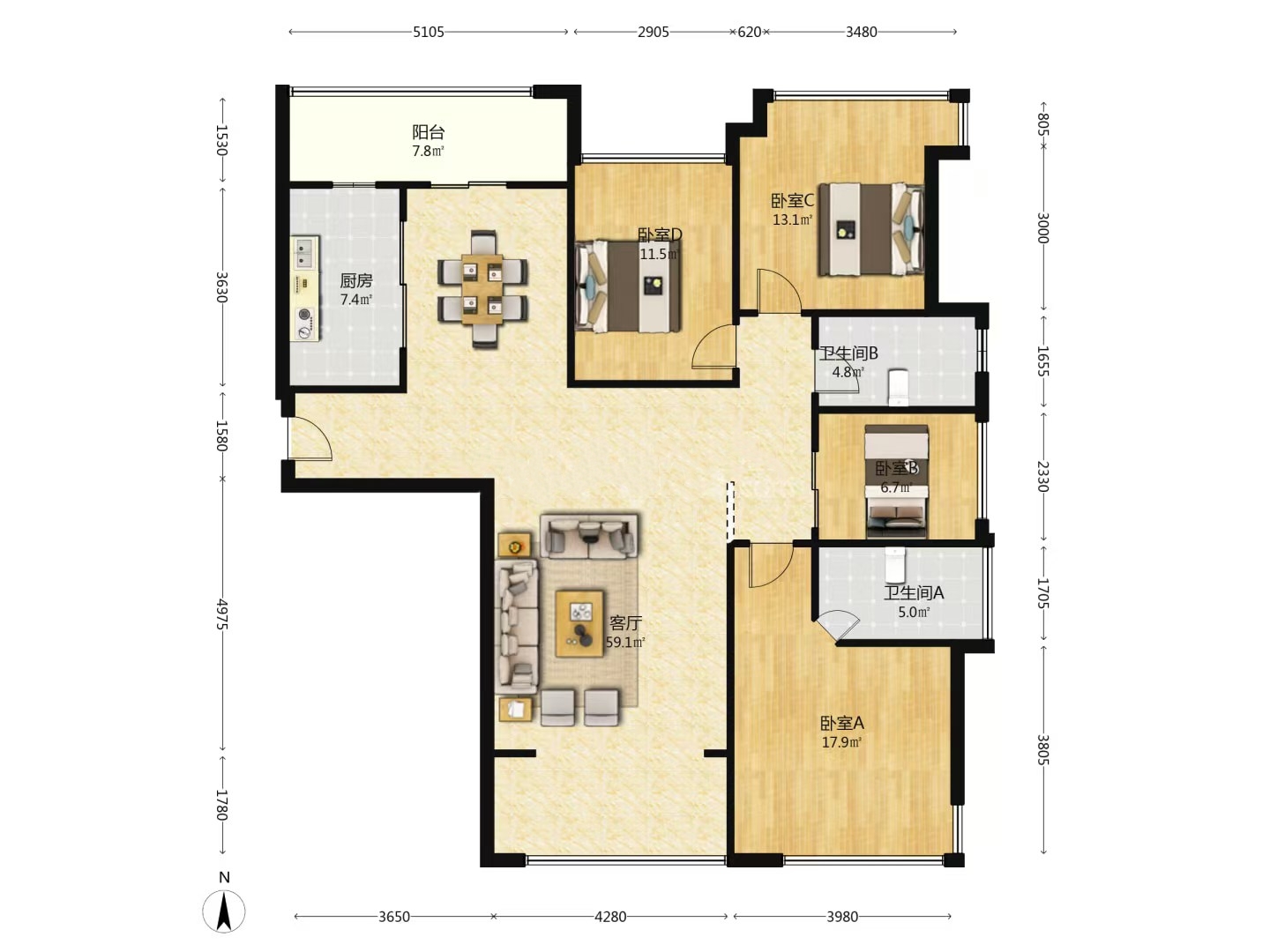 锦绣香江(湖湘文化城) 4室2厅2卫 53.8万 锦绣香江(湖湘文化城) 4室2厅2卫 53.8万室内图
