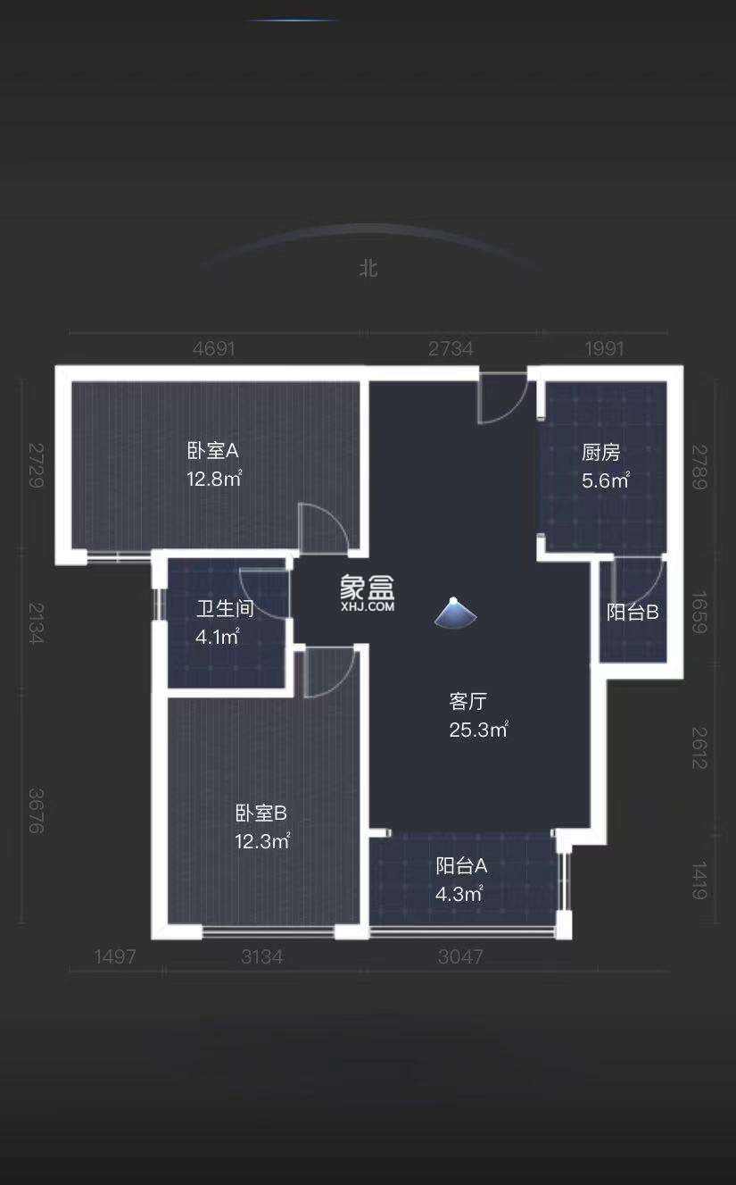 中泰财富湘江  2室2厅1卫    60.0万