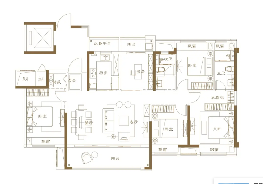 建发央著  5室2厅2卫   148.00万室内图