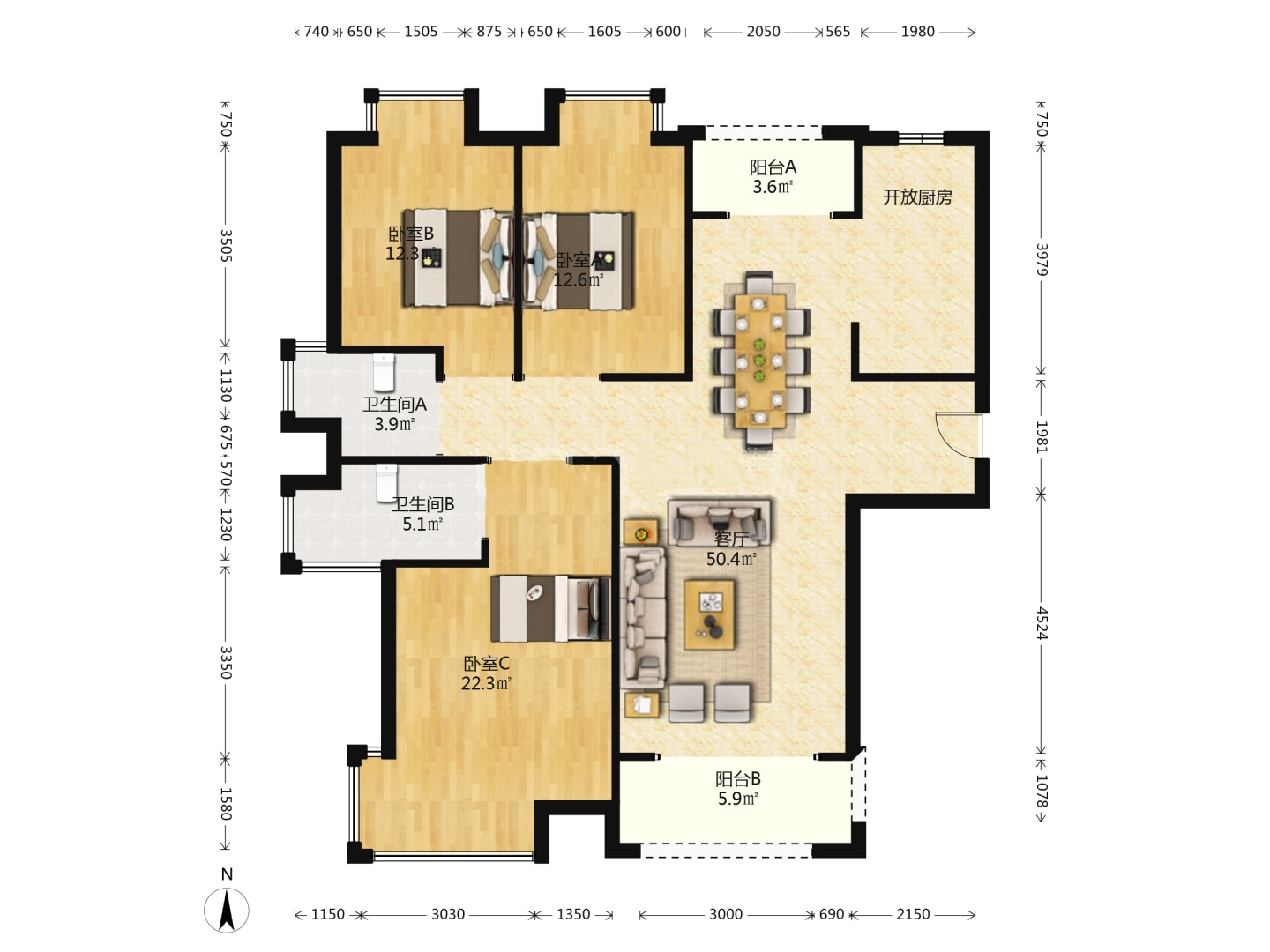 磐龙生态社区 3室2厅2卫 39.0万 磐龙生态社区 3室2厅2卫 39.0万室内图