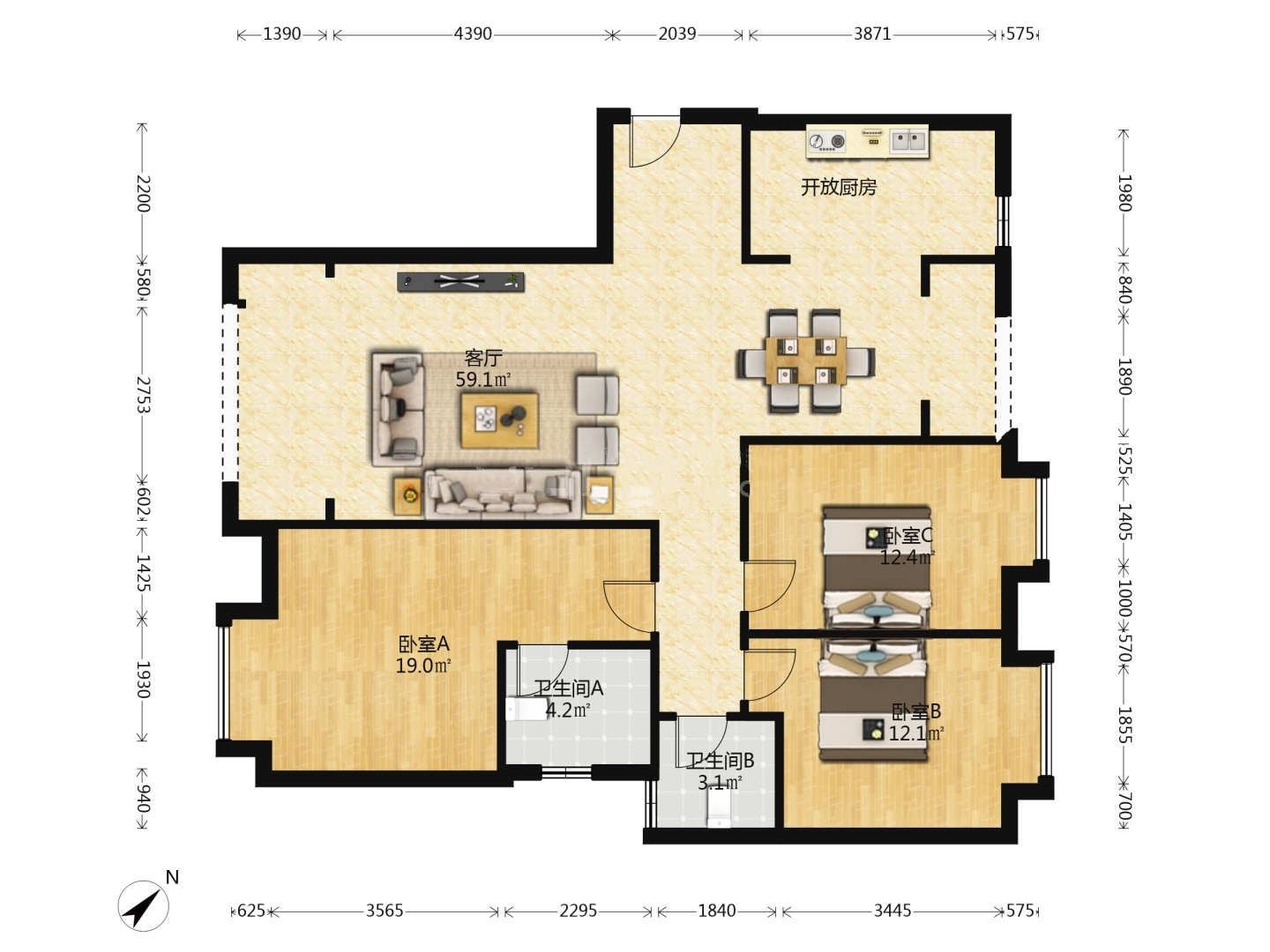 磐龙生态社区 3室2厅2卫 35.0万 磐龙生态社区 3室2厅2卫 35.0万室内图