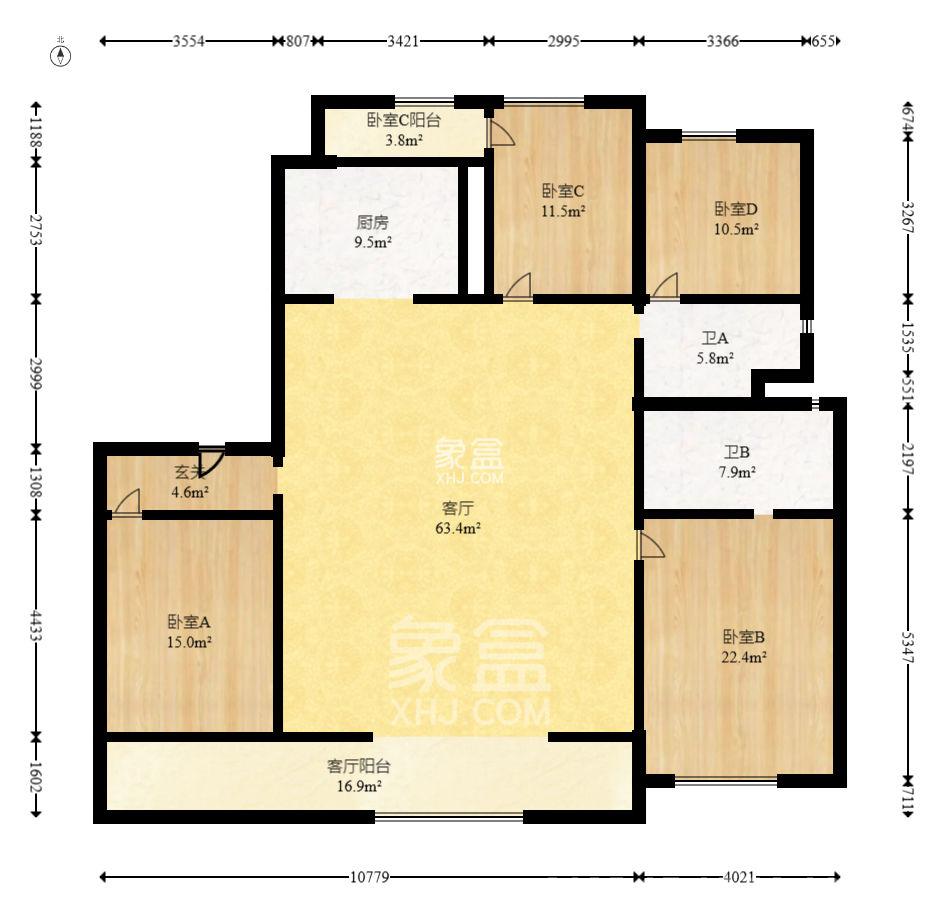 招商蛇口滨江境  4室2厅2卫   8000.00元/月室内图1