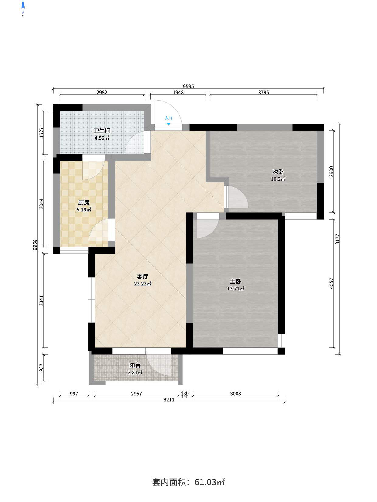莲湖大厦  2室1厅1卫   1750.00元/月户型图