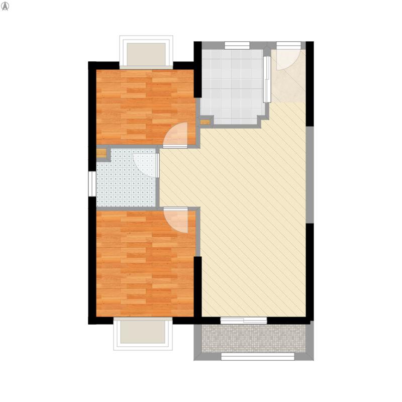 逸臣桃源  2室2厅1卫   1500.00元/月户型图
