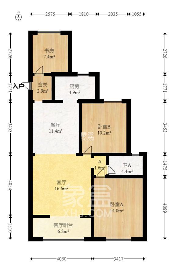 旭辉藏郡（藏郡、旭湘华府)  3室2厅1卫   3800.00元/月室内图