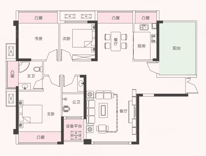 荣盛华府  4室2厅2卫   110.00万户型图