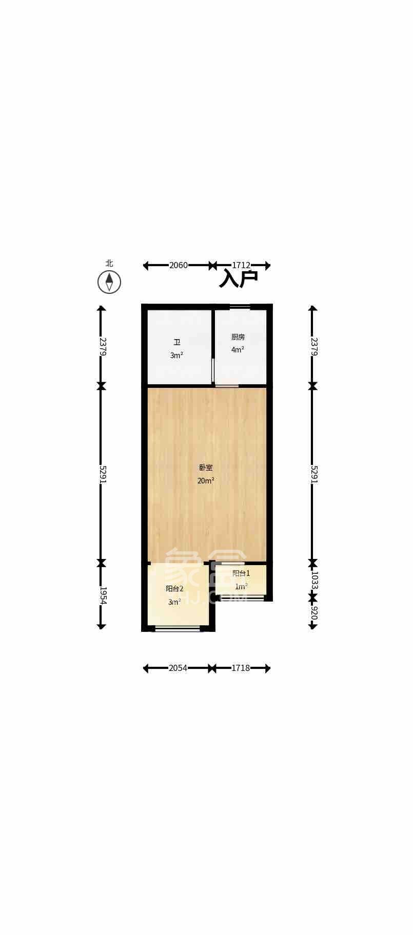 兰亭优壳（隽峰苑）  1室1厅1卫   1600.00元/月室内图