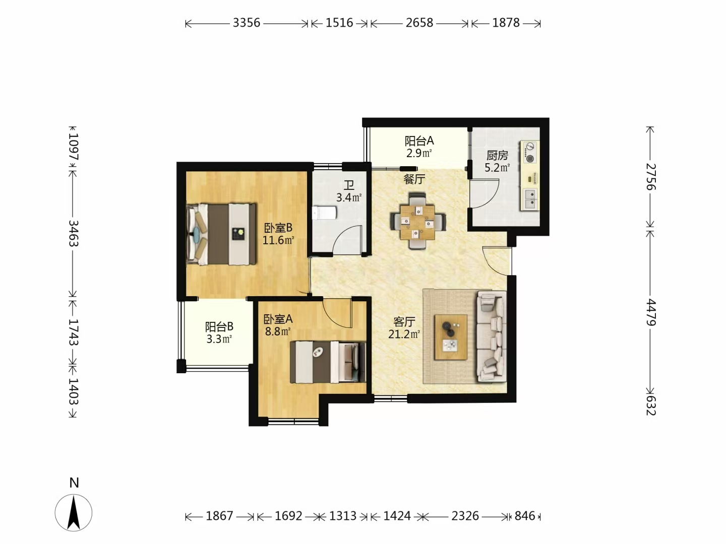 圣华名城建设北路110号 2室1厅1卫 23.0万 圣华名城建设北路110号 2室1厅1卫 23.0万室内图