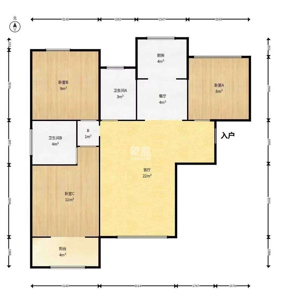 凯富嘉园  2室2厅1卫    1300.0元/月 凯富嘉园  2室2厅1卫    1300.0元/月户型图