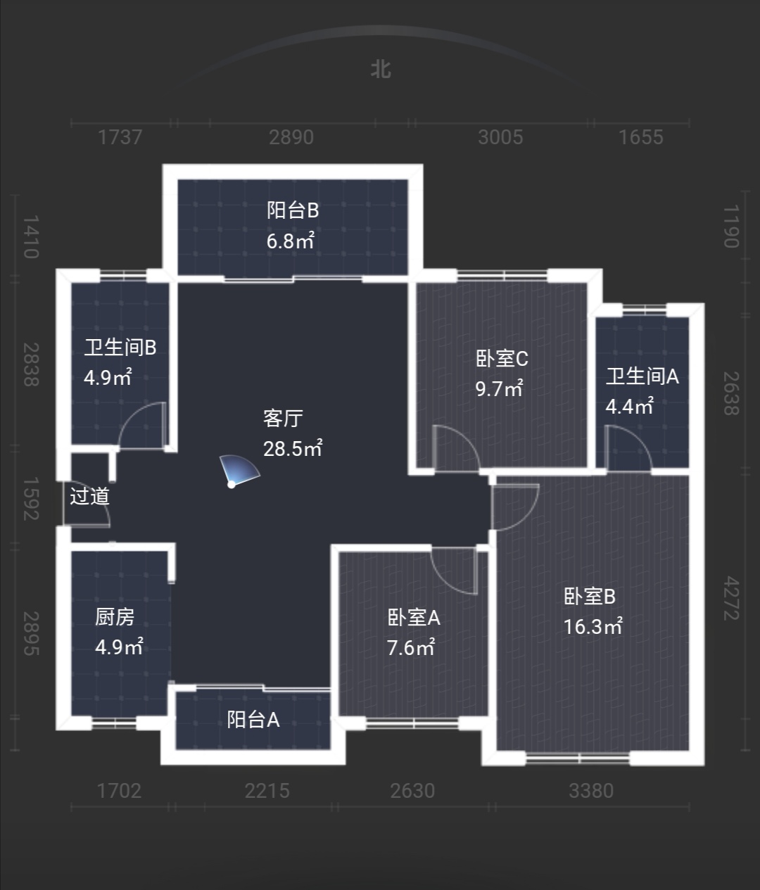 滨江花园  3室2厅2卫   58.00万