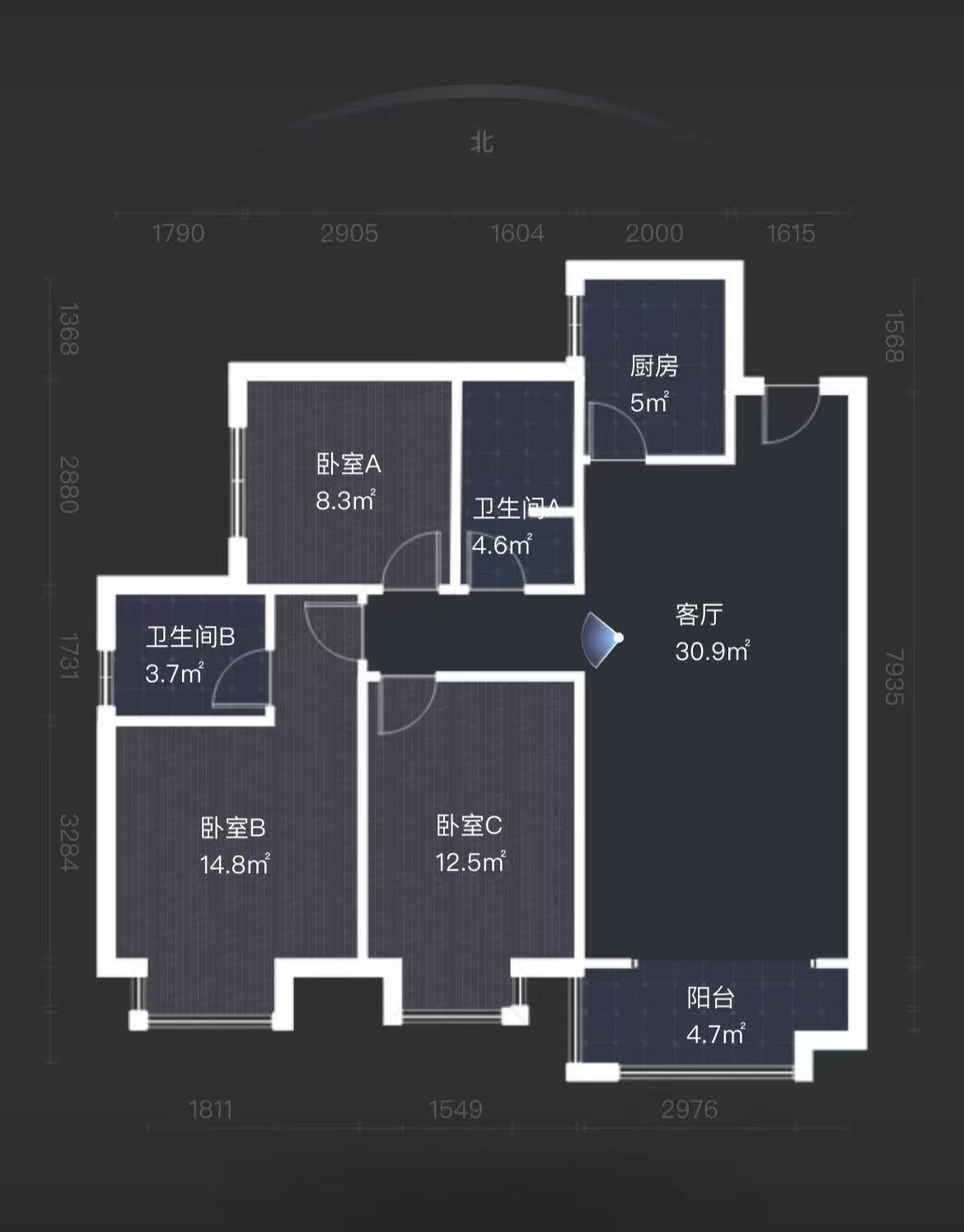 中建江湾壹号  3室2厅1卫   53.00万室内图1