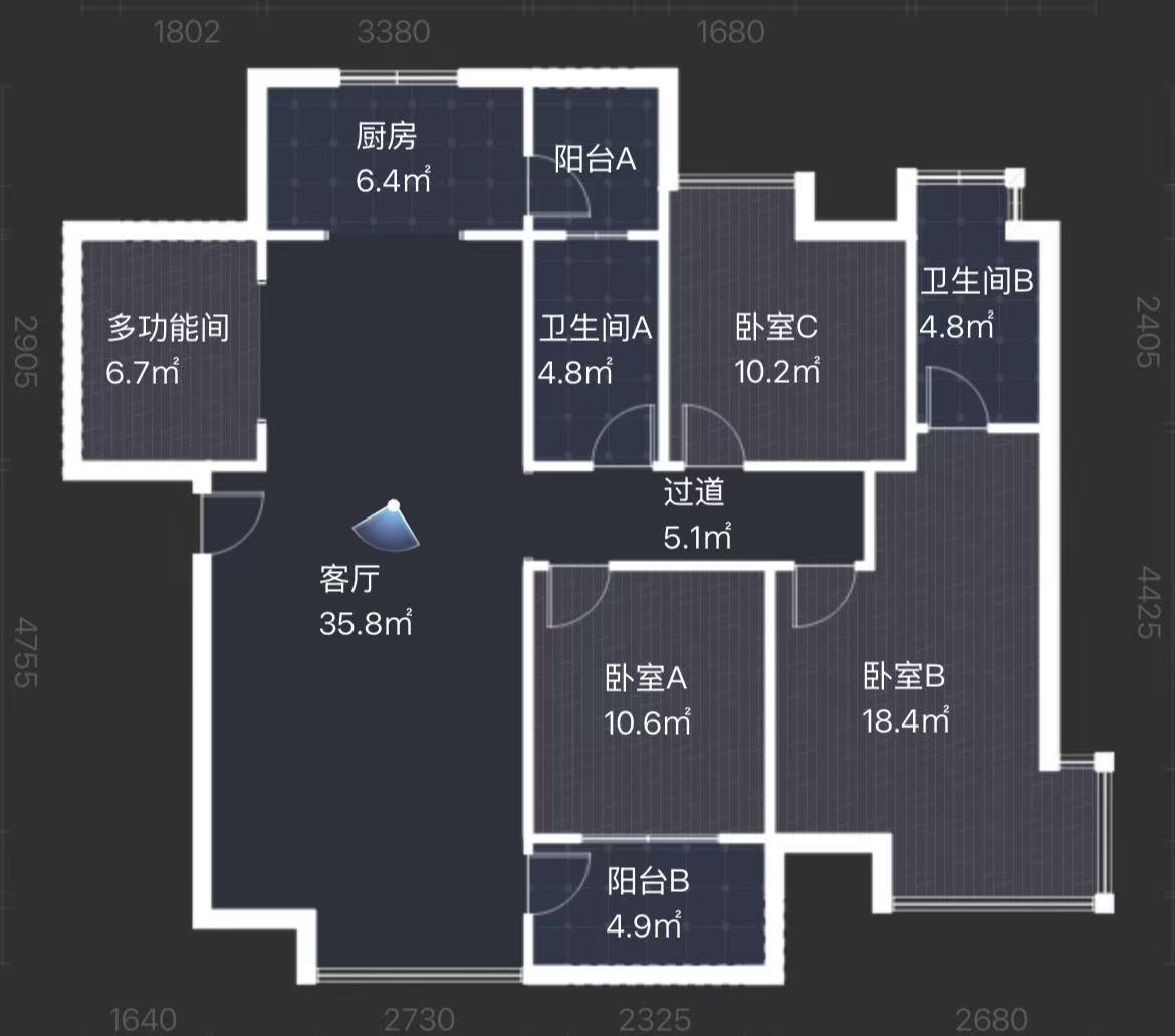 山水洲城华晨第一城  3室2厅1卫    65.8万