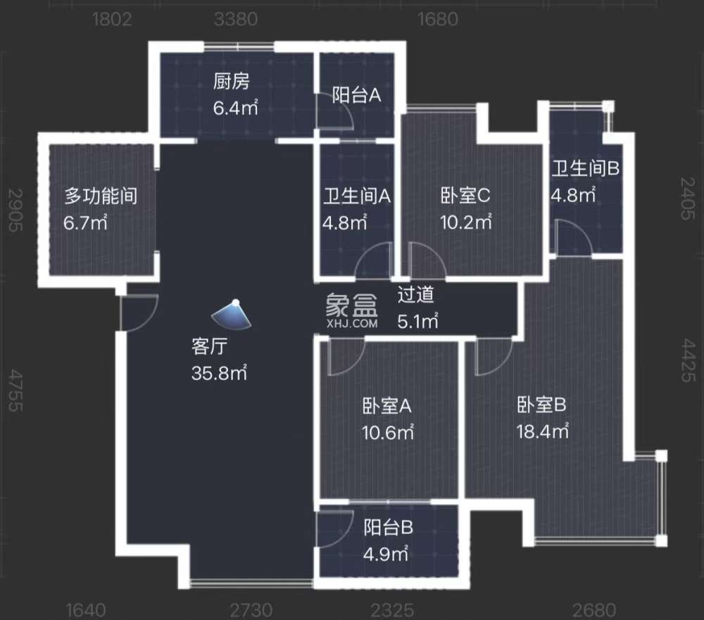山水洲城华晨第一城  3室2厅1卫    65.8万