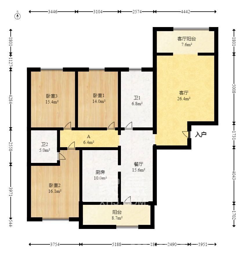 满庭芳小区  3室2厅2卫   2600.00元/月室内图