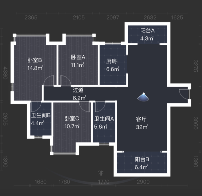金水湾  3室2厅2卫   55.60万室内图1