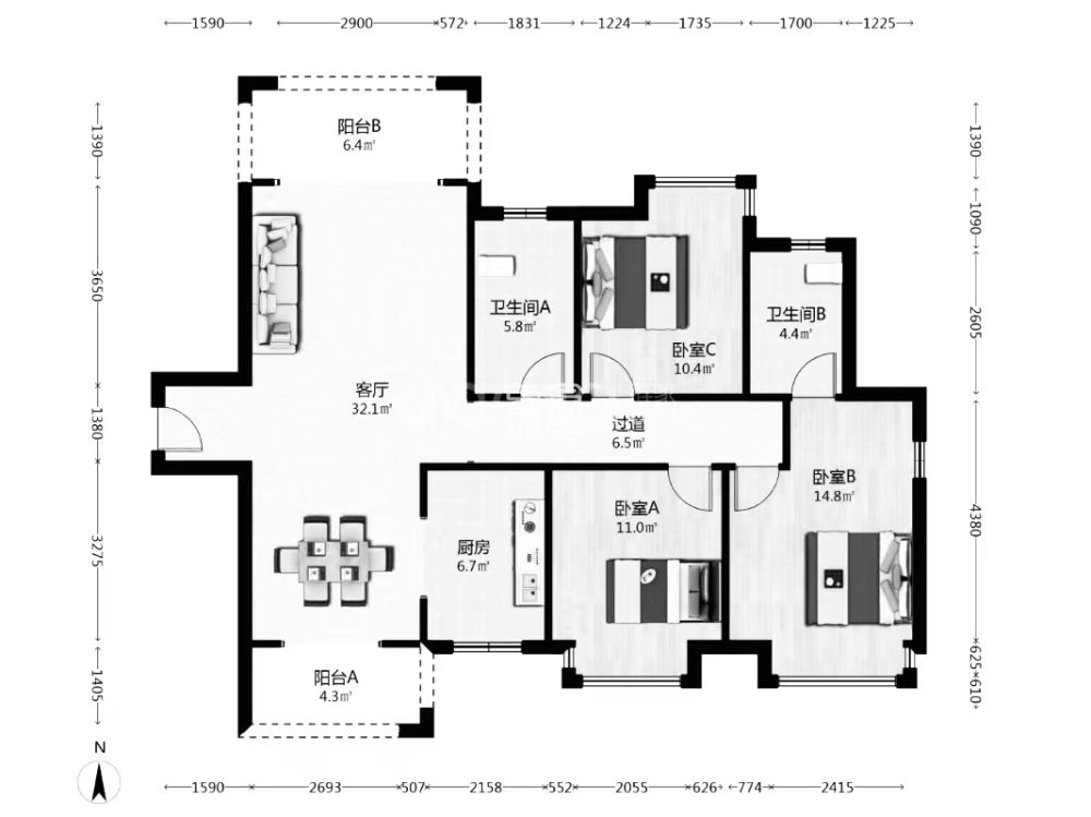 金水湾  3室2厅2卫    70.0万