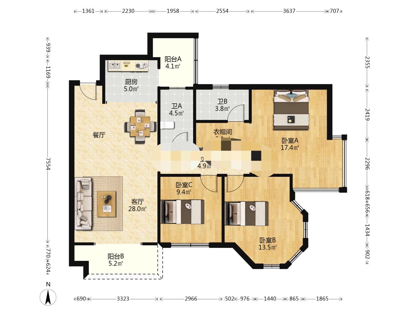 香博堡 3室2厅2卫 41.8万 香博堡 3室2厅2卫 41.8万室内图