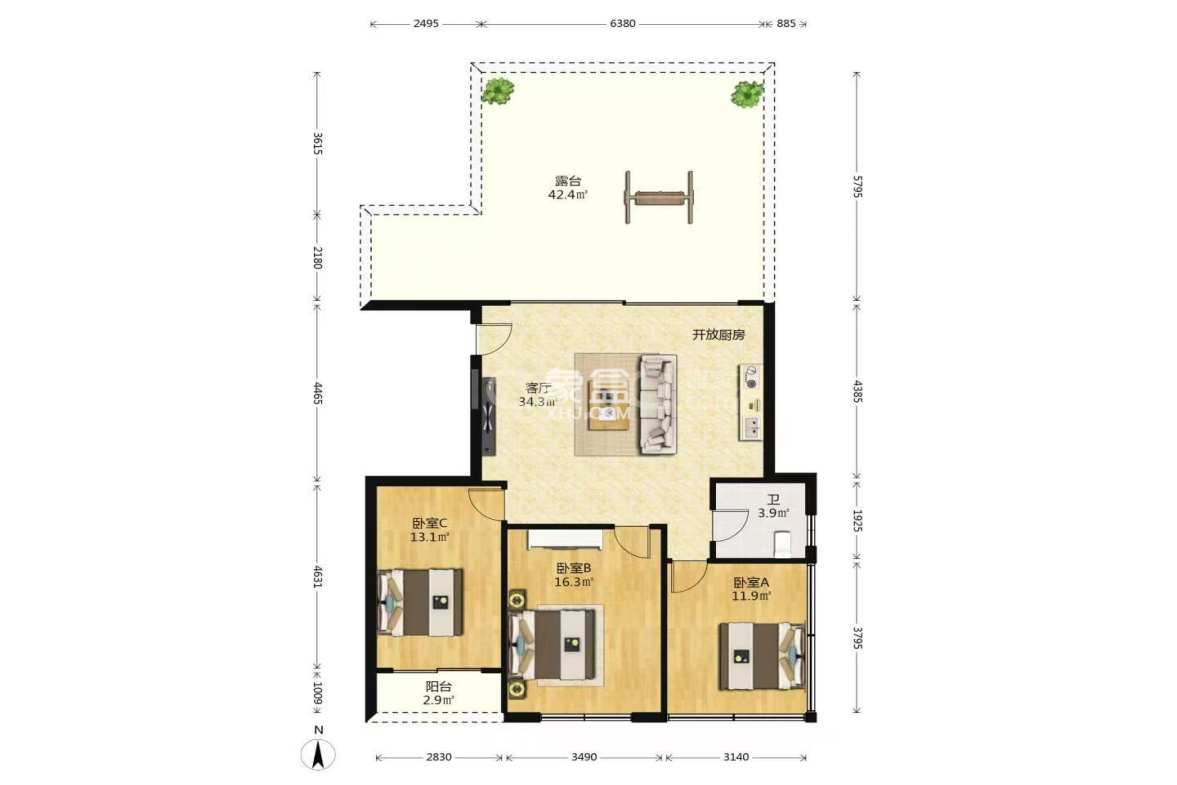 怡昌花园 3室2厅1卫 126.0万 怡昌花园 3室2厅1卫 126.0万客厅
