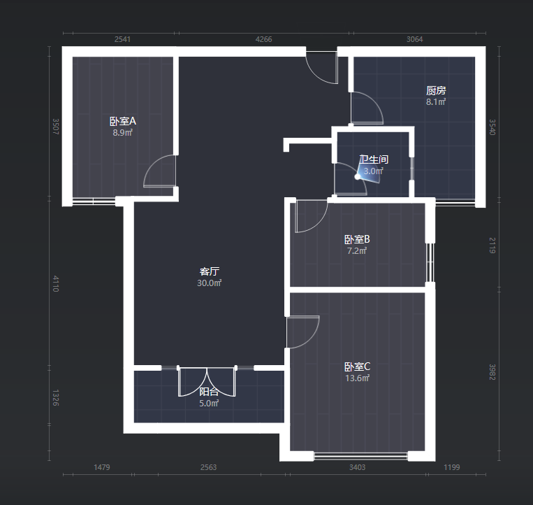 华润置地橡树湾  3室1厅1卫   139.00万室内图1