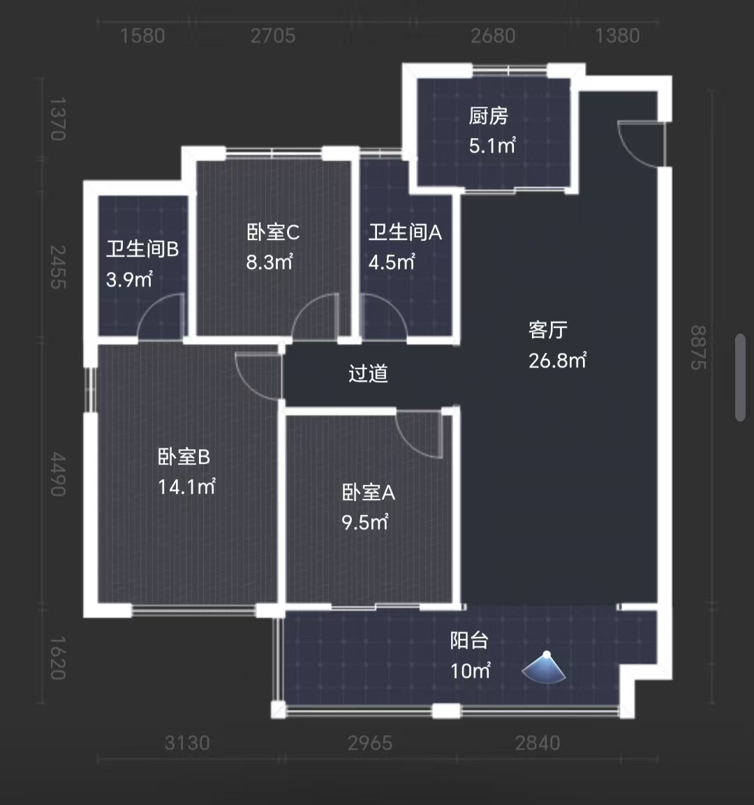 中海学府里  3室2厅2卫    65.0万