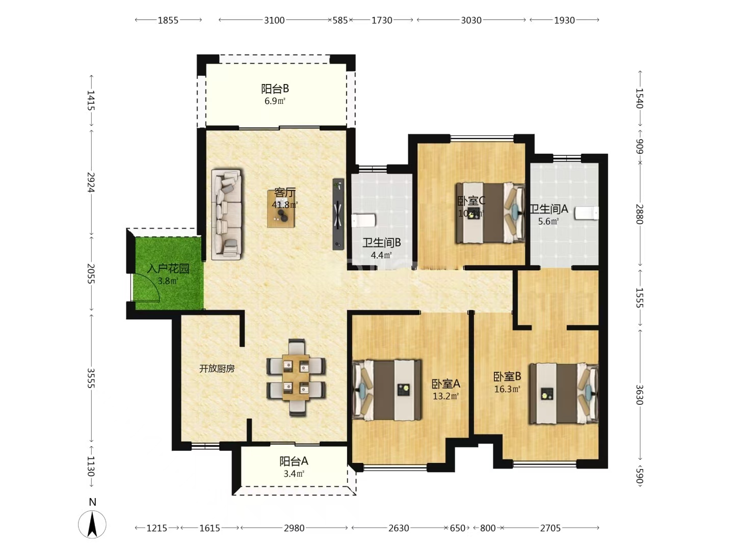 湖湘文化城(锦绣香江) 3室2厅2卫 52.0万 湖湘文化城(锦绣香江) 3室2厅2卫 52.0万室内图