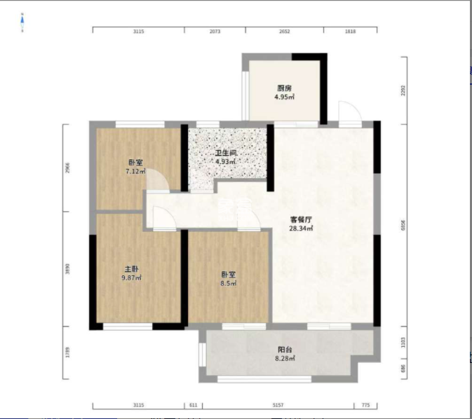 中海学府里  3室2厅2卫    65.0万
