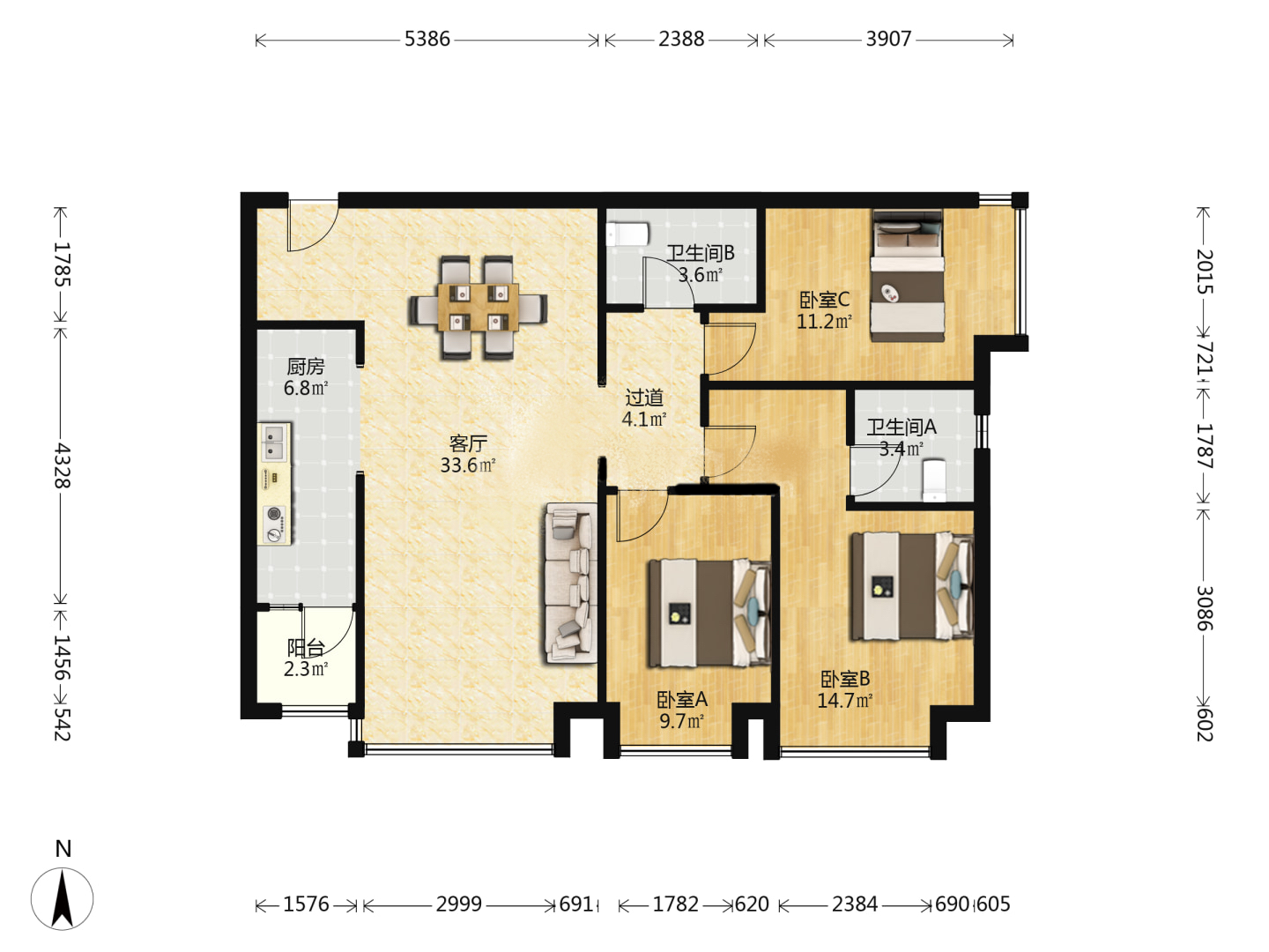 奥园广场  3室2厅2卫    78.0万 奥园广场  3室2厅2卫    78.0万室内图