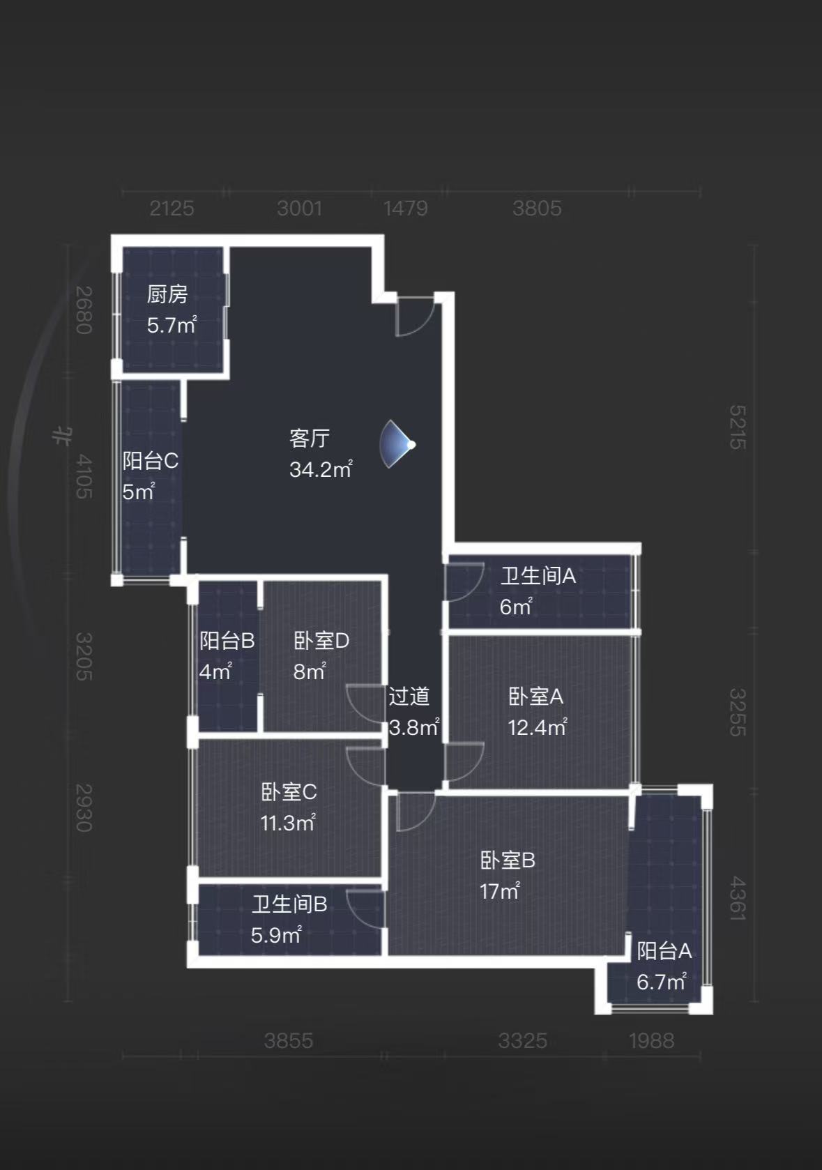 旺城天悦领秀香江  4室2厅2卫   76.00万室内图