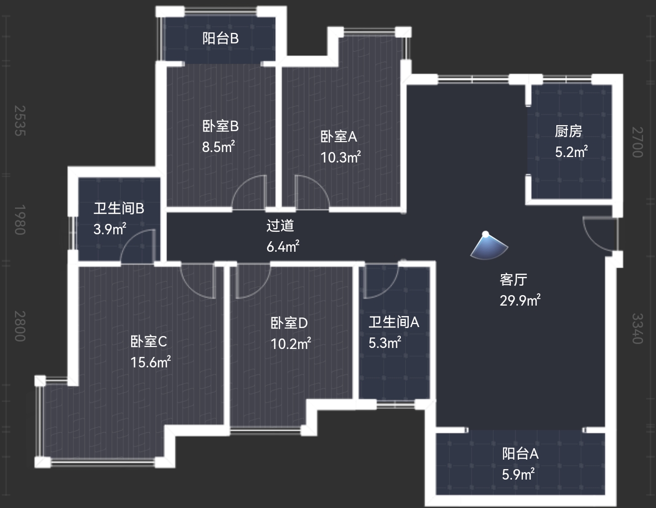 山水洲城华晨第一城  4室2厅2卫    61.8万室内图1