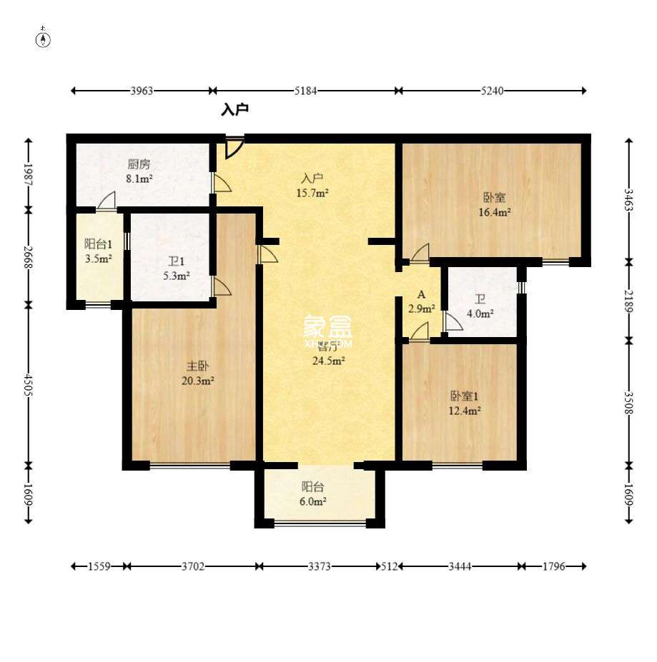 运达锦绣广场 3室2厅2卫 2800.0元/月 运达锦绣广场 3室2厅2卫 2800.0元/月户型图